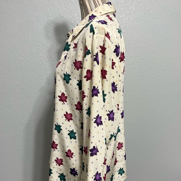Vintage shirt fall maple leave long sleeve button top blouse size 12 - Picture 6 of 15